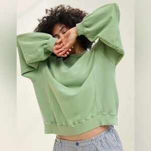 Aerie Keep It Light Crochet Crew Sweatshirt